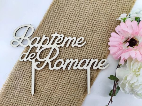 Altre forniture per feste di eventi Topper Topper Battesimo in legno per personalizzare Nome personalizzato Topper First Communione Decorazione Decorazione Crisoning 230822