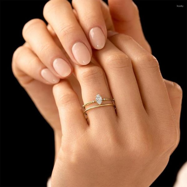 Rings de cluster Canner Real 925 Sterling Silver Sparkling Zircon Ring Fashion Design Design Horse Horse Eye Requintado Jóias Presentes para Mulheres