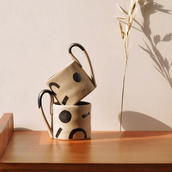 Кружки ретро стиль ручной работы керамические чашки творческий геометрический рисунок водяная кружка