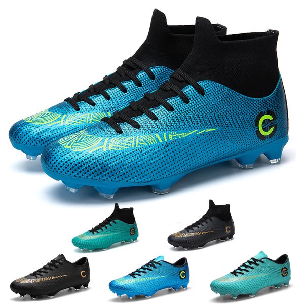 Sapatos de segurança homens homens futebol adulto crianças FG High tornozelo botas de futebol Cleats Treinamento de grama esporte calçados longos picos ao ar livre 230822