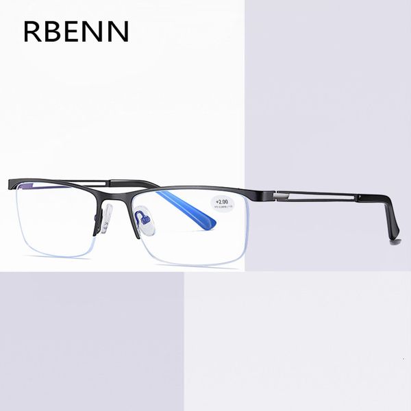 Óculos de bloqueio de luz azul Rbenn Metal Frame Anti -Blue Light Reading Glasses Men Blue Blocking Presbyopia Computer Glasses 0,75 1,75 2,25 230823
