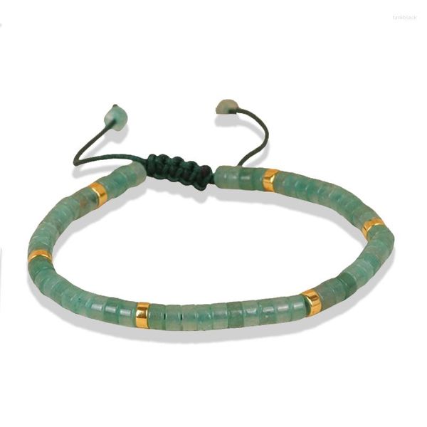 Strang grau grünes Natursteinarmband handgefertigtes mattes Energie Yoga Männlich für Männer Frauen Schmuck Geschenk
