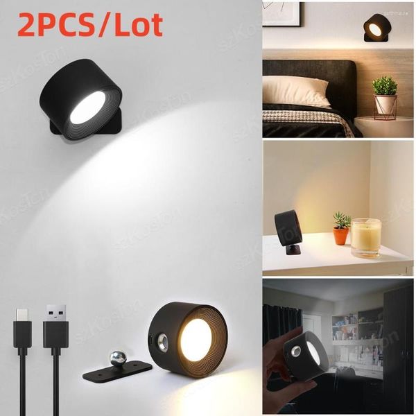 Lâmpadas de parede 2pcs/lotes LED LUZES MAGNÉNTICAS 360 Girar a lâmpada de emergência da lâmpada de lâmpada noturna de emergência Leitura de iluminação de escadas internas decoração