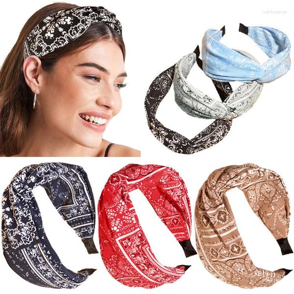 Clip per capelli 1pc Donne bohemian etnico ricamato ricamato a nastro floreale Accessori per la fascia per capelli Bellissimi motivi turbani larghi