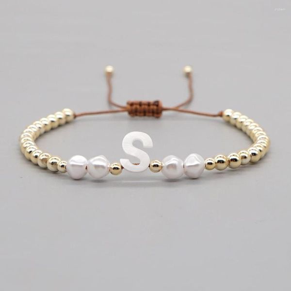 Strand Yastyt Trendy Gold Coloted Bead Shell Charm Amicizia Acrilico Bracciale perle per le donne Braccialette iniziali