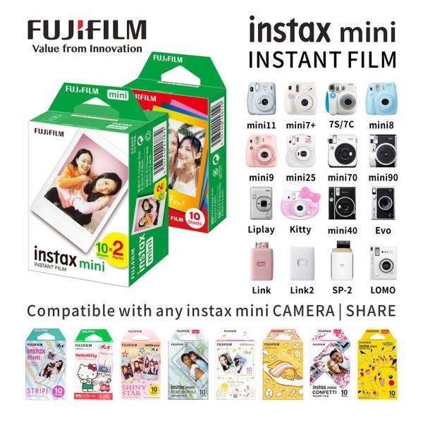 Film Origin Fujifilm Instax Mini 10 100 sayfa PO Fuji Anında Kameralar Mini11 12 8 9 90 Bağlantı Dudak Evo 230823