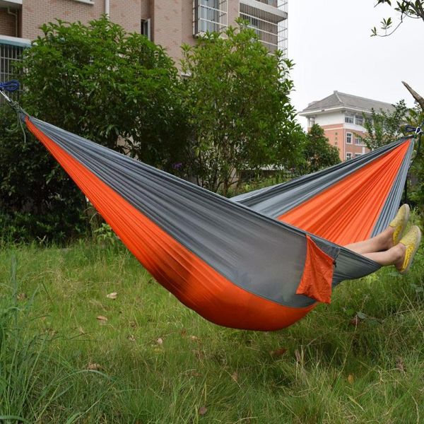 Móveis de acampamento por atacado portátil Nylon Parachute Douple Hammock Garden Garden Campo ao ar livre Campa de sobrevivência para dormir por 2 pessoas