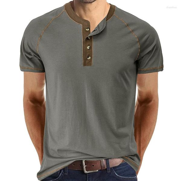 Camisetas de camisetas masculinas de verão de algodão casual de algodão curto, mas camise