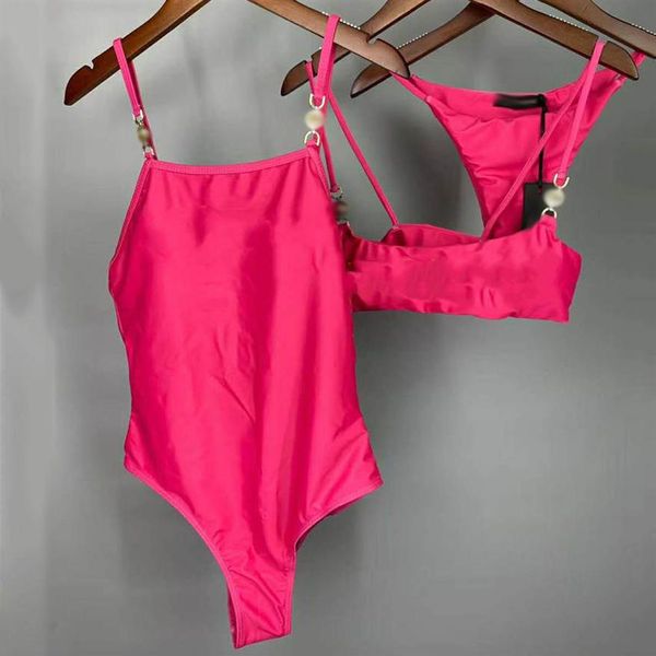Designer Pink Swimsuit Womens Domen Bikini Swimwear One Piece per donne Festa all'aperto sexy Ladies Bikinis203M