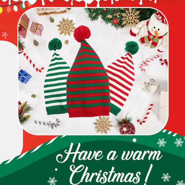 Weihnachten Santa Beanie Strick Hut Elf Santa Claus Red Green Strick Geschenk Häkel Hut Happy 2024 Neujahr Frohe Weihnachten Hats HKD230824.