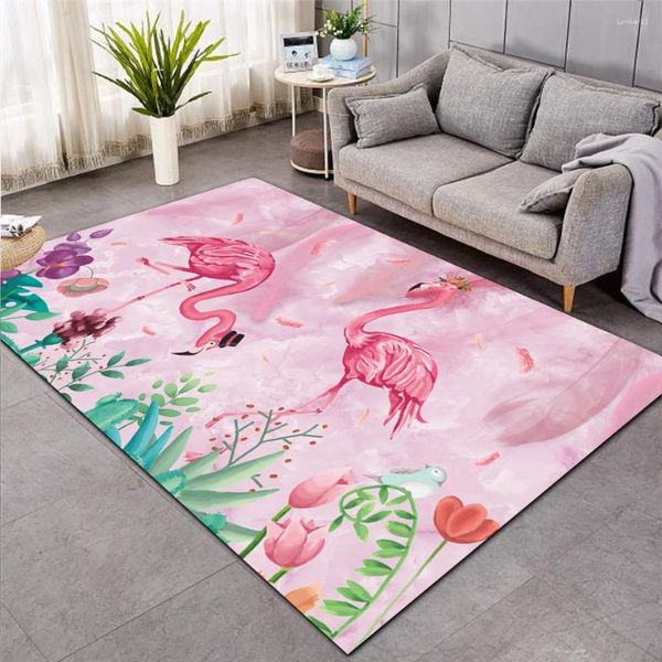 Folhas de folhas tropicais de Flamingo de Moda Folhas Tropicais 3D Quarto de tapete impresso Raje de grande área não deslizamento para sala de estar para casa 06