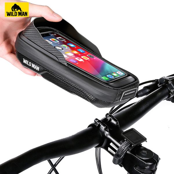 Panniers Bags Wild Man Rain Profh Profis Bicycle Bag Phone 68 -Zoll -Fahrradtransport TPU Touchscreen Radfahren Stamm Ride Accessoire 230823