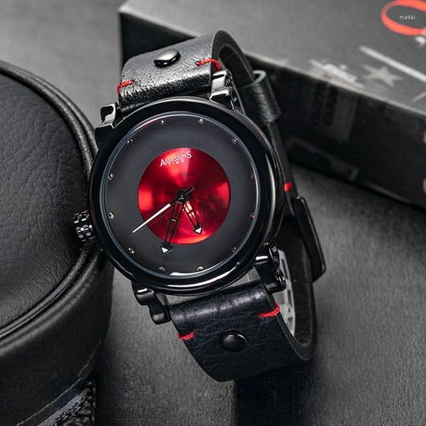 Relógios de pulso Punk Men's Watch de alta qualidade estilo casual casual Cheatra de couro Dial resistente