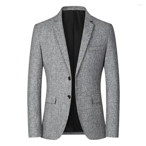 Ternos masculinos homens blazer de cor sólida de cor de outono de outono de dois botões, dois bolsos de terno para casamento