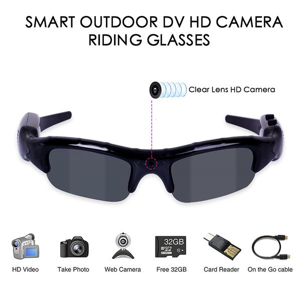 Outdoor Eyewear UV400 Radsport Sonnenbrille 3 in 1 Digitalkamera -Männern HD -Brille Fischerei DVR Video Recorder Sport 230822