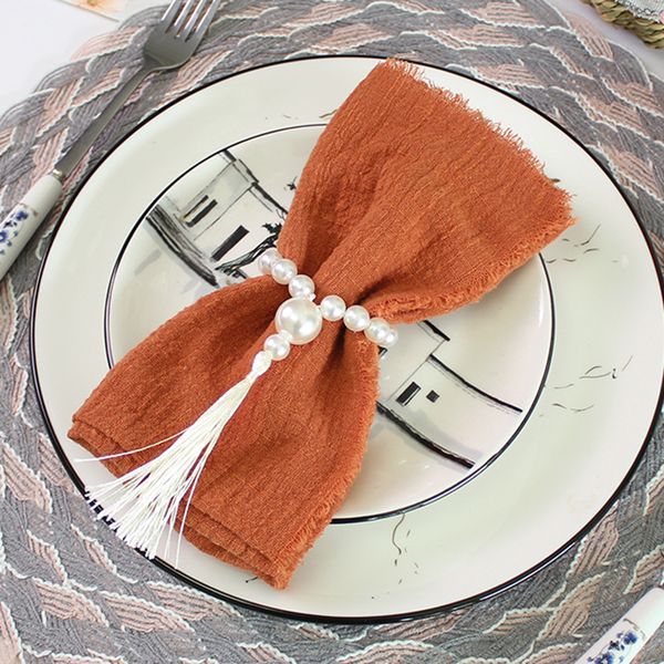 Tavolo set tovagliolo di 10 garza in tessuto in tessuto in stoffa di cotone 40x40 cm asciugamano cucina tavolo autunno easter ramadan rustico decorazione del matrimonio 230823