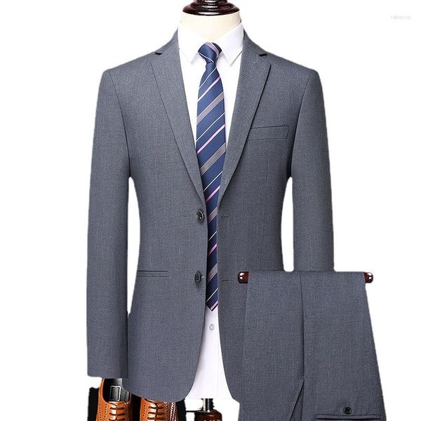 Ternos masculinos icool cor sólida cor bonita e casual traje formal conjunto de duas peças vestido de vestido de casamento blazer