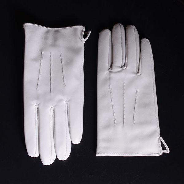 Five Fingers Luves Men's Genuine Leather Real Winter Inverno quente Branco Cerimonial Luvas curtas Luvas 230822