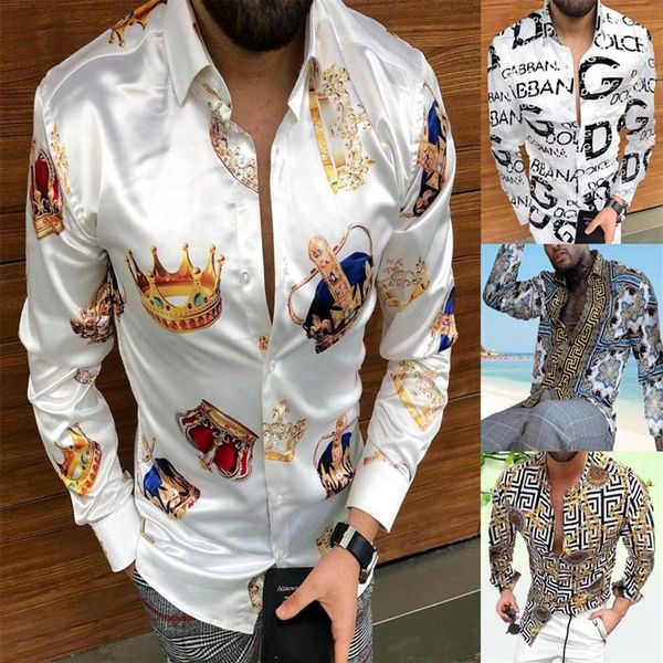 Frühlings-Outdoor-Hemden Blusa Print Long Sleeve Button Up Hawaiian Printed Men Vintage Herumn Casual Top Fashion T-Shirts Logo auf BA249D