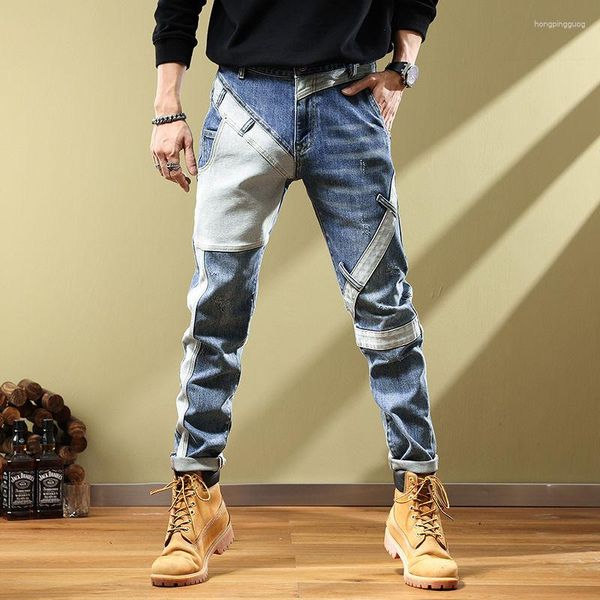 Herren Jeans für Männer verjüngten sich Harem Herren Cowboyhosen stilvolle Hosen schlanker fit Stiefel geschnitten luxuri