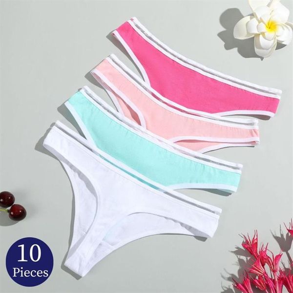 Frauen Höschen Giczi 10pcs Set Damen-Baumwollunterwäsche weibliche Tanga Dessous sexy G-Strings Sportunterhose atmab1914