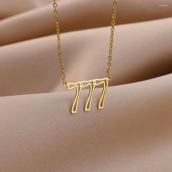 Ketten Edelstahl hohl Out Engelsnummer Halsketten für Frauen Gold Farbe 000 222 444 777 Halskette Trendy Schmuck Geschenk