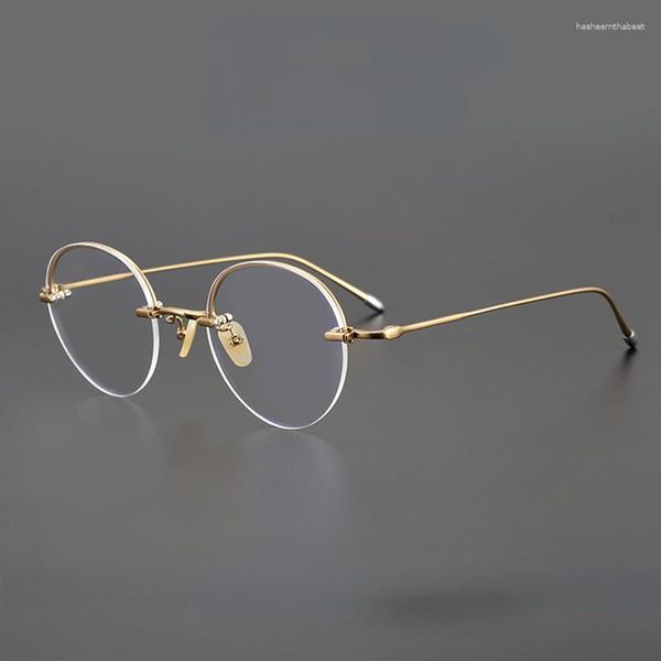 Strama da sole cornice Originalità Brand in stile giapponese Brand Glasses senza telai Donne Fashion Fashileless Titanium Round Eyewear Men Prescription