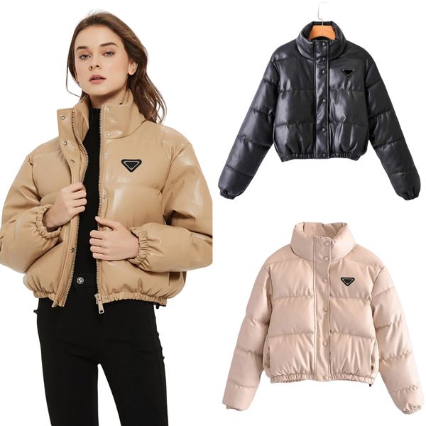 P-ra Mode Lässig Einfarbig Damen Lederjacken Luxus Designer Marke Damen Kurzmantel Herbst und Winter Warme Kurze Oberbekleidung Tops