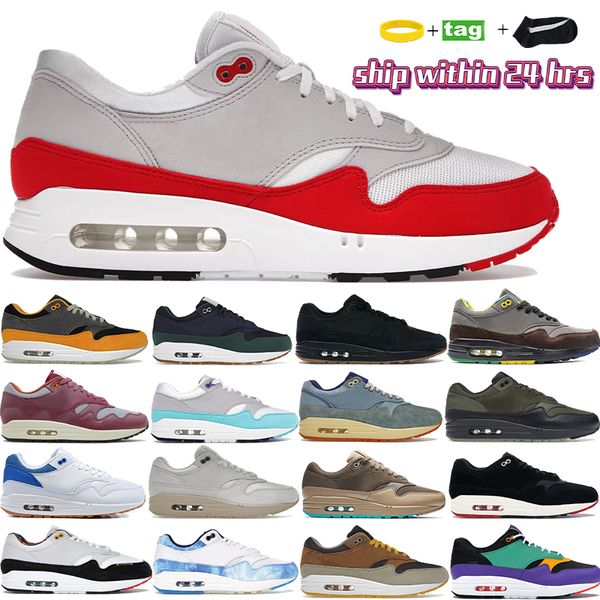 Sapatos de corrida de homens 1s 87 tênis de grife 1 homem tênis 87s treinadores femininos grandes bolhas esportes vermelhos patta ondas ruído aqua rush maroon mel dew ridgerock shoe feminino