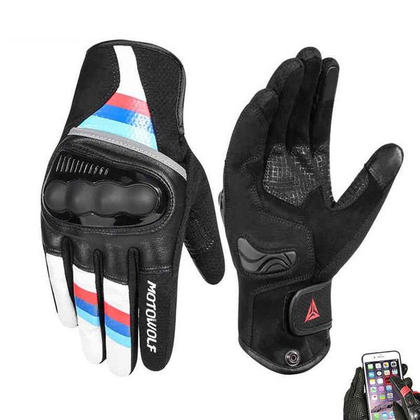 2020 Atmungsaktives Leder -Motorrad -Rennsport -Touchscreen -Motocross -Handschuhe für BMW R1200GS F800GS R1250GS HONDA268K