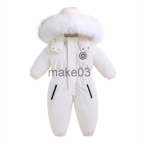 Casaco para baixo 2023 Inverno Crianças macacões Capuz Crianças meninas Macacão de inverno 15 anos Infantil garoto macacão Snowsuit Snow menina menino Romper J230823