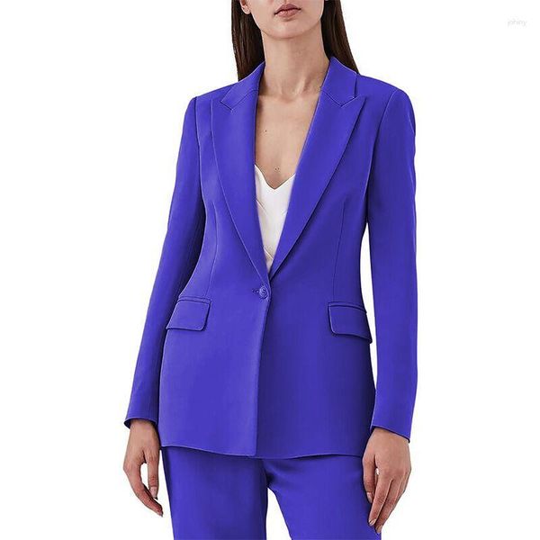 Zweiteilung von Frauen 2023elegante Senior -Anzug Casual Business 2 -Piece Set Solid Color Cardigan Langarm Office Workwear (Anzugshose)