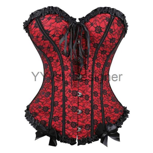 Frauen Korsett Bustier Top Sexy Dessous Blumen Schleife Korselett Vintage Espartilho Femme Plus Größe Burlesque Kostüm Baskisch Rot Blau x0823