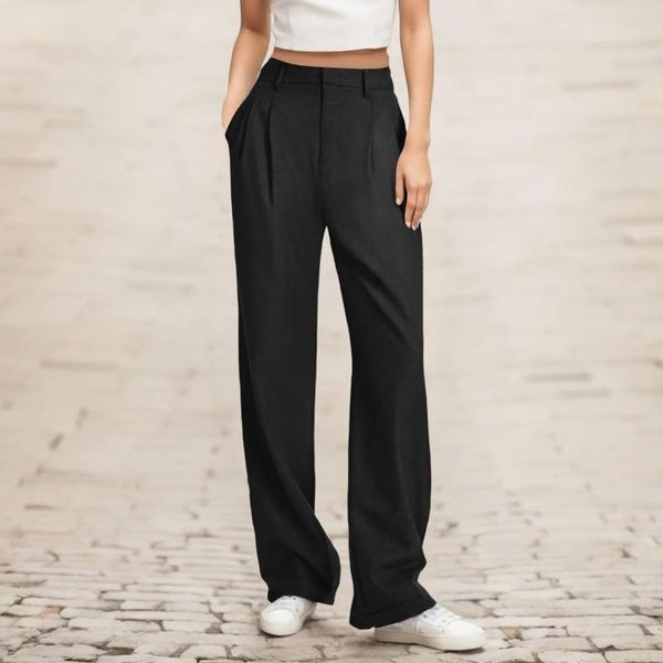 Pantaloni femminili 2023 Summer Casual Casuali Cantroppate Cancelle Ampia Autunno Autunno Donne All-Match Office Straight Strai