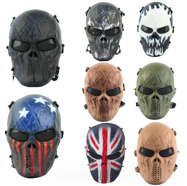 Taktische Vollgesichtsmasken Schutz Kopf Ausrüstung Wargame CS Schädel Army Helm Maske Paintball Party Halloween Kostümmaske Requisite