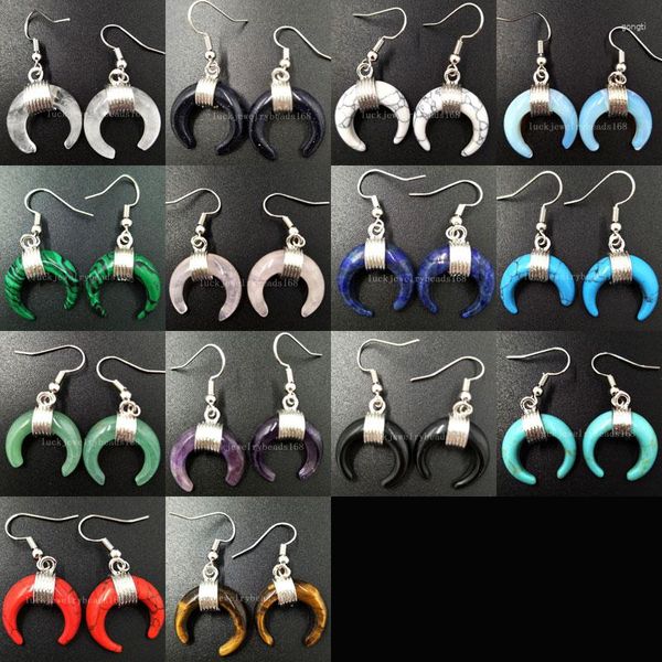 Dangle Küpe Lapis Lazuli Malachite Aventurine Kaplanlar Göz Kristal Opal Howlite Carnelian Mavi Kum Kadın Erkekler Küpe CWB528