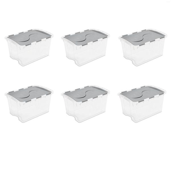 Speicherflaschen Sterilit 48 Qt. Scharnier Deckelkasten Plastik Titan -Set von 6