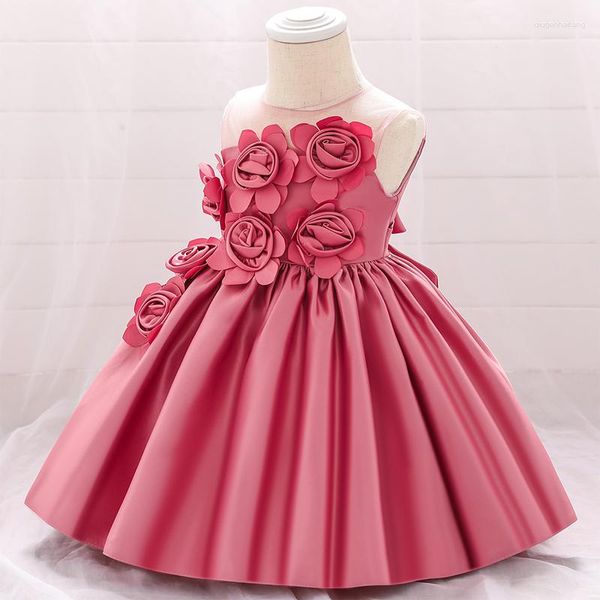 Vestidos de menina vestido de noiva de qualidade feita à mão Infantil 1º aniversário para bebê Baptismo Roupas Floral Princess