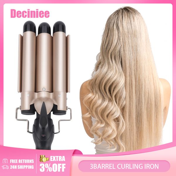 Керлинг Айроны 3barrel Curling Iron 25/32 мм нагревает быстрые турмалиновые керамические тройные бочки пляжные волны керлинг железный яичный рулон инструмент для укладки волос 230822