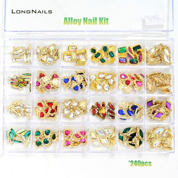 Decorazioni per le nail art 24*5/10 pezzi Kit in lega in lega di gioielli giapponesi di lusso rivestimento Rivet Dasiy Bowknot Diamond Nail 3D Decors GEMS ACCES 3-10mm 230822