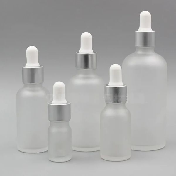 5 bottiglie da contagocce in vetro smerigliate da 10 ml15 20 30 30 ml bottiglie di gocce di gocce di olio essenziale bottiglie di pipetta contenitori cosmetici per viaggi fai -da -te