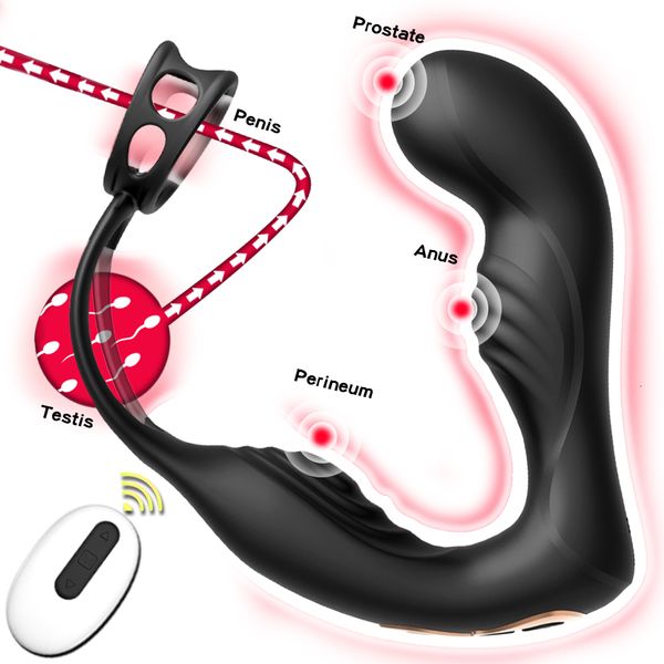 Slip Mutandine Maschile Massaggio prostatico Vibratore Doppio anello Plug anale Silicone Ritardo Eiaculazione Masturbatore Giocattoli adulti del sesso per gli uomini 230824