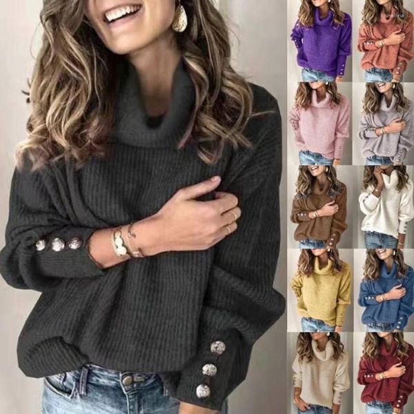 Herrenpullover 2023 Herbst/Winter Massiver Hals -Pullover Frauen Lose großer Strick klassisches vielseitig