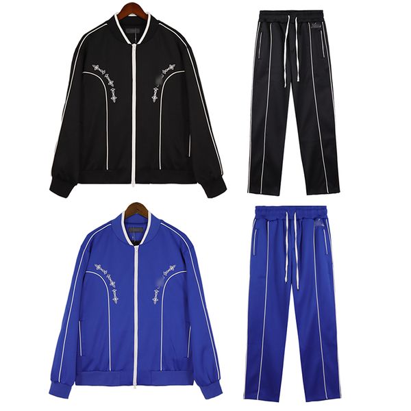 Conjunto de tracksuit de pólo de rastreio de tracksuit de rastreio masculto Amirri casual terno casual elegante impressão vintage homem e feminina jogging moletons de jogging