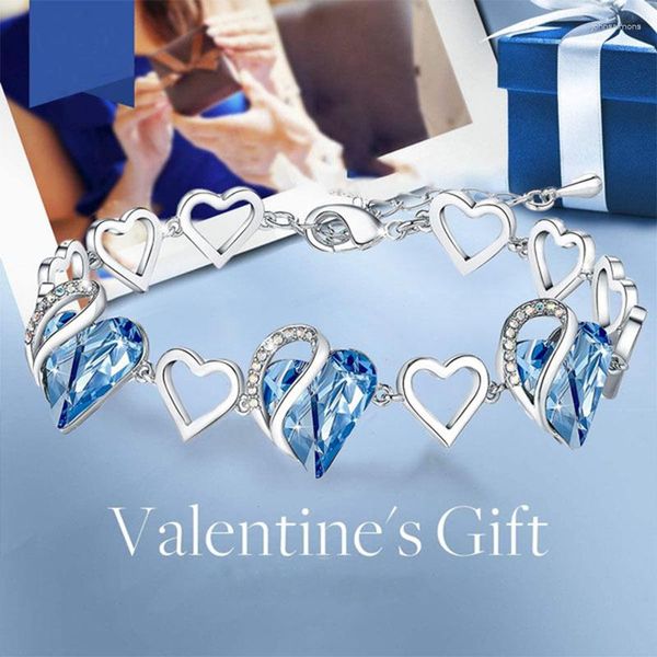 Link braccialetti Fashion Pulseras Bijoux Crystal Love Heart Charm Bracciale Bracciale per donne Gioielli Gioielli Valentino Regalo di San Valentino Pulseiras Sl386