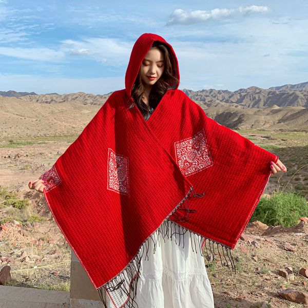 Шарфы корейская модная женщина All Match Shal осень зимний кашемировый шарф сгущенным двойным применением плащ пашмина 230824