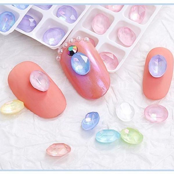 Decorazioni per le nail art 10/20pcs 6x8mm oval point bottom jelly macaron caramy korea parti aurora rinestones kawaii incantani pixie cristalli