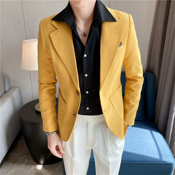 Herrenanzüge Blazer 7Colors Britische Frühjahrsbritanniengeschäft Casual für Männer Kleidung 2023 Single Breasted Slim Fit Formal Wear Blazer Jackets 230823