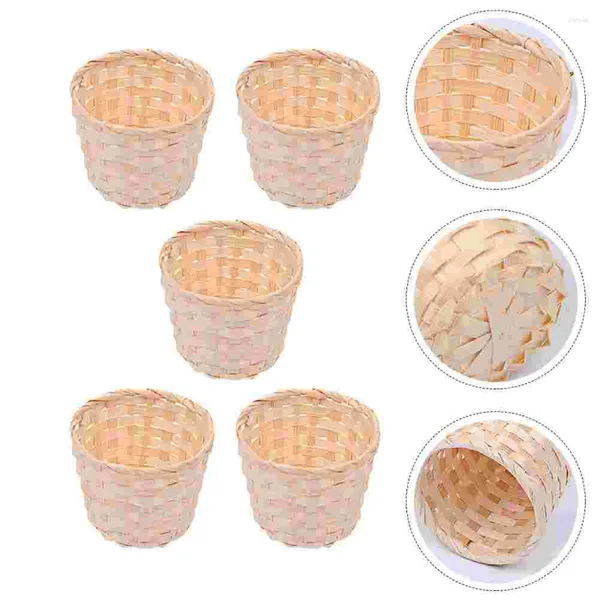 Conjuntos de utensílios de jantar 5 pcs tecidos de flor de decoração de frutas de frutas para crianças pequenos bambu pão de pão interno interno