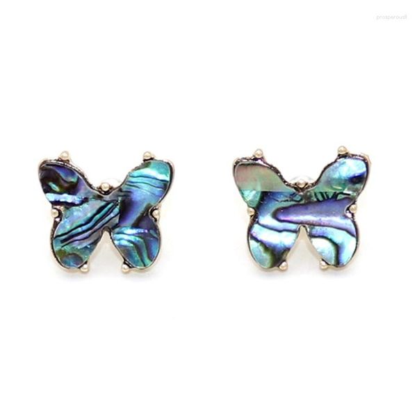 Orecchini per borchie Fashion Butterfly Abalone Shell Stone Gold Color Gold Brincos Pendientes Brand Jewelry Women Women